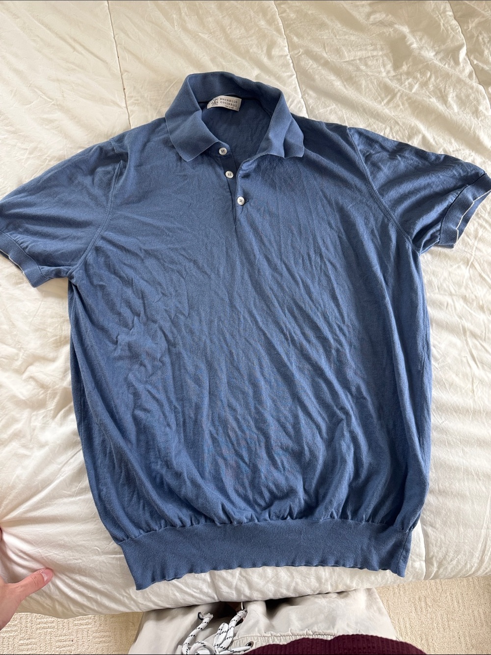 Brunello Cucinelli Men's Dusty Blue Polo Shirt - Picture 2 of 3